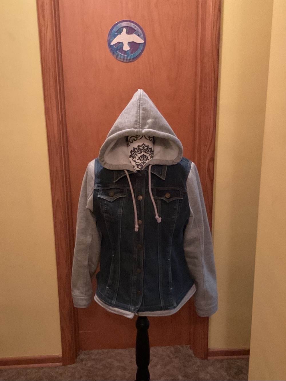 NorthStyle Navy Denim Jacket with Light Gray Hoodie